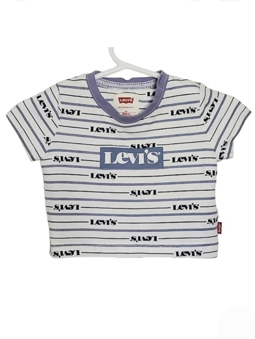 K1295 * Levi's Boys Repeating Logo Tee Blue White Size 3M